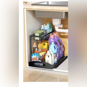 Under Sink Organizer, 1 Pack L-Shaped Bathroom Kitchen Organizer and Storage